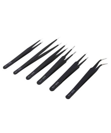 Dajidafu 6 Pieces Anti-static Tweezers Eyebrow Hair Nipper Remover Manual Watch Sewing Crafting Scrapbooking Phone Repair