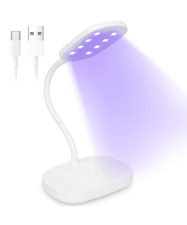 AORAEM LED Light Nail Lamp 12W Portable Gooseneck Lamp Gel Light Nail Dryer Gel Polish Light Professional Nail Light for Gel Nail (BB-White)