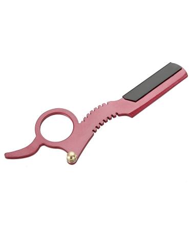 Manual Stainless Steel Men's Razor - Thumb Shape Straight Shaver for Facial Hair Removal (Red) - International Shipping Available - Buy Online on SooperMarket.com