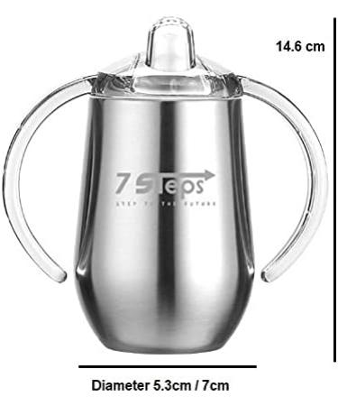 10 Oz Stainless Steel Kids Sippy Cup Tumbler - Double Wall, Vacuum Insulated, BPA Free - No Leak, No Spill - Silver - Buy Online on SooperMarket.com