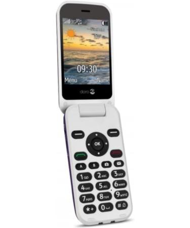 Doro 6620 Unlocked 3G Clamshell Big Button Mobile Phone for Seniors | Purple UK/Irish Version with SOS Button, GPS, Talking Keys & Charging Cradle - Buy Online on SooperMarket.com