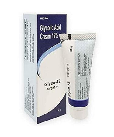 BlueQueen Glycolic Acid 12% W/w Cream for Treatment. Gentle Glycolic Acid Facial Cream Targets Fine Lines Large Pores & Age Spots. 1.01 FL Oz