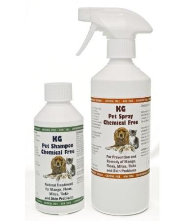 KG Wash & Go No Rinse Pet Shampoo 250 ml & Spray 500ml. Rids & Protects from Mange Fleas Ticks Mites & Itchy Skin Problems Promotes Hair Re-Growth. SLS Paraben Pesticide & Chemical Free