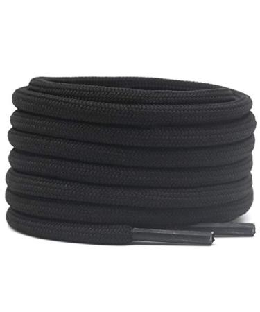 DELELE 2 Pair Thick Round Climbing Shoelaces Hiking Shoe Laces Boot Laces 45.28"Inch (115CM) De109-02 Black
