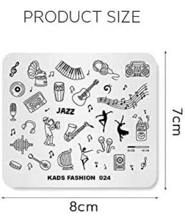 Alexnailart Nail Stamping Printing Plate Template Image Plate Stamper Scraper Music notes Musical instrument Dancer Jazz Pattern Nail Art Decoration DIY Print Manicure Design FA024 - Buy Online on SooperMarket.com