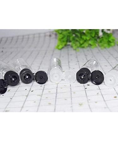 12 x 10ml Empty Plastic Bottles with Flip-Top Lid - Ideal for Softener Water Shower Gel & Emulsion - Black Lid - Buy Online on SooperMarket.com