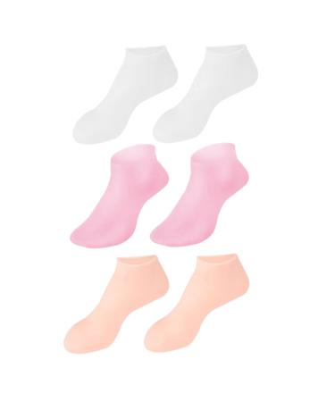 Moisturizing Socks Silicone Socks for Dry Cracked Feet Women 3 Pairs Soft Moisturizing Socks Anti Slip Women Spa Pedicure Gel Socks Aloe Sock for Softening Rough Skin Calluses
