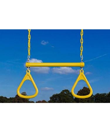 Ultimate Trapeze Bar with Rings - 6 Colors | Easy to Install | 250lb Capacity | DIY Swingset Accessory - Yellow - Buy Online on SooperMarket.com