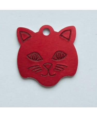 Aluminium Pet ID Tag CAT FACE - RED (IDALUM17)
