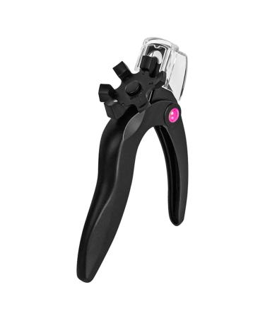 POFET False Nail Tip Professional Adjustable Artificial Nail Trimmer Nail Catcher Trimmer with Turntable for Different Nail Shapes Black