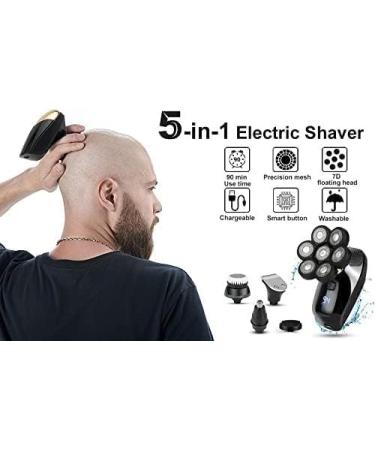 GeRRiT 7D Electric Razor for Men - Waterproof 5-in-1 Grooming Kit Cordless 7-Blade Rotary Shaver with LED Display - Buy Online on SooperMarket.com