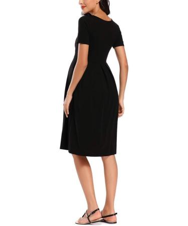 Love2Mi Maternity Dress XL Black - Short-Sleeve A-Line Midi Pregnant Dress - Buy Online on SooperMarket.com