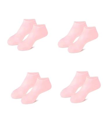 Closer 4 Pairs Full Foot Moisturizing Anti-Cracking Silicone Socks Foot Protectors to Prevent Heel Dryness Beach Socks Pink