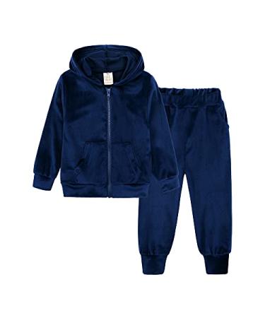 Kids Tales Girls Velour Hoodie Zipper Sweatsuit Boys 2 Pcs Velvet Tracksuit Zip Up Hoody Tops + Sweatpants Jogger Outfits Set 4-5T Color 04
