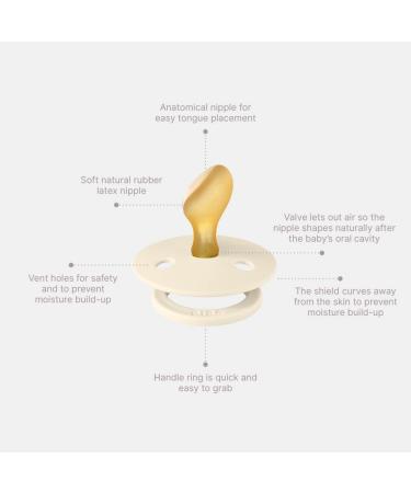 BIBS Colour Anatomical Glow Schnuller 2-Pack | BPA-Free Natural Rubber Latex Soothers | Lights Up in the Dark | Size 1 (0-6 Months) - Sage Glow & Cloud Glow - Made in Denmark - Buy Online on SooperMarket.com