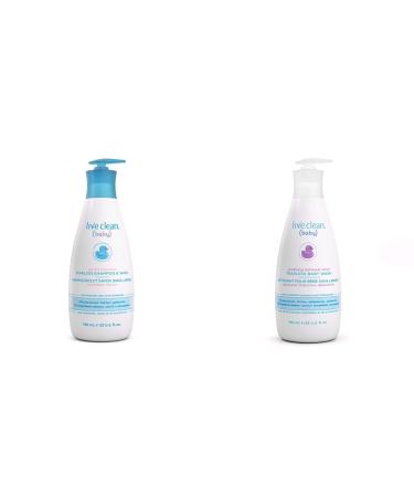 Live Clean Baby Tearless Shampoo & Wash Organic + Tearless Baby Wash Soothing Oatmeal Relief Shampoo + Baby Wash