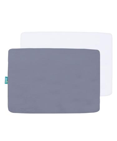 Pack and Play Sheets Fitted, 2 Pack Portable Playard | Mini Crib Sheets, Ultra Soft Microfiber Pack N Play Sheet, White & Grey, Preshrunk White & Grey playard/pack n play/mini crib