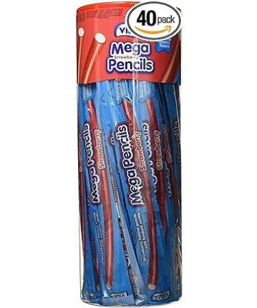 Vidal's Strawberry Mega Pencil 40 x 23g Sweets Gummy Natural Colours