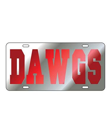 Sports Addiction Georgia Bullodgs Mirror Laser License Plate Tag Silver Background, Mirror Red - Dawgs