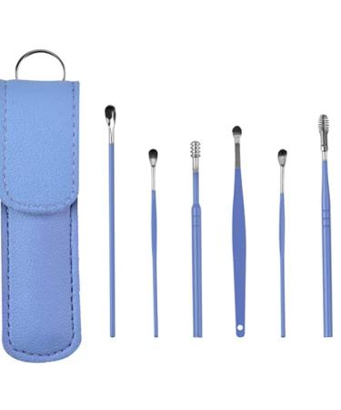 Ear Pick Earwax Removal Kit Ear Cleansing Tool Set 6-in-1 Ear Curette Ear Wax Remover Tool(Blue)