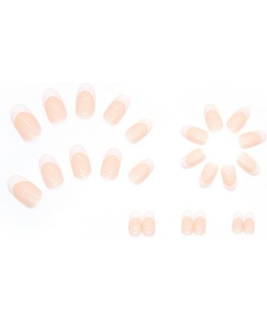 JUSTOTRY 24 Pcs Oval Short White French False Nails with Glue - Glossy Almond Stick on Nails for Women - Buy Online on SooperMarket.com