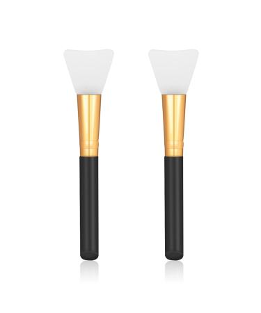 WLLHYF 2 PCS Silicone Face Mask Brushes  Facial Mud Mask Beauty Tool Applicator Brush Soft Hairless Body Lotion Moisturizers Applicator Sector Brush Makeup Tools For Women Girls (Black)