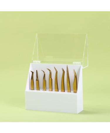 Dust-proof Acrylic 8-Hole Tweezers Holder | Eyelash Extensions Supplies & Tools Display Stand with Cover | Durable Salon Storage Rack - Buy Online on SooperMarket.com