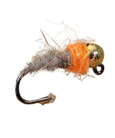 Tungsten Bead Head Hot Spot Hares Ear Jig Fly - Euro Nymph - Hanak Hooks - 6 & 8 Flies Packs 6ct Hook #14