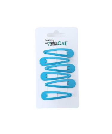 6 PCS Metal Snap Hair clips Snap Pins Hair Grip 5CM Long (Blue)