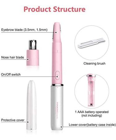 Nasal Hair Trimmer for Women | 2-in-1 Touch Beauty Eyebrow & Nose Hair Cutter AG-1458A (Pink) Painless Precision Remover for Ears & Face - Buy Online on SooperMarket.com