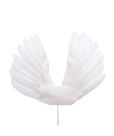 5 Pcs Angel Wing Cake Toppers White Feather Cupcake Topper Happy Birthday Party Cake Decor Baby Shower Cupcake Toppers Anniversary Wedding Cake Decorations