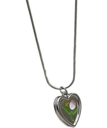 Oralgos Adjustable Love Shape Necklace - Tulip Heart Pendant Collarbone Chain | Elegant French Style Accessories for Women - Buy Online on SooperMarket.com
