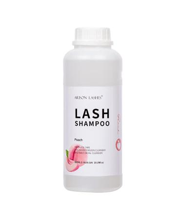 Lash Shampoo 600ml/Eyelid Foaming Cleaner/Detergent for Extensions and Natural Eyelashes/Paraben&Sulfate Free Safe Makeup/Professional&Self Use(Peach) 600ML-peach