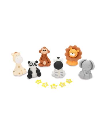 Personalised Animals Cake Toppers Set Edible Panda Lion Zebra Elephant Giraffe Monkey Decorations with an Edible Glue Set of 5
