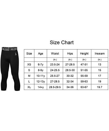 PRIESSEI Youth Boys' Compression Pants - Black Medium | Kids Running Leggings for Sports, Football, Basketball | Baselayer 3/4 Length - Buy Online on SooperMarket.com