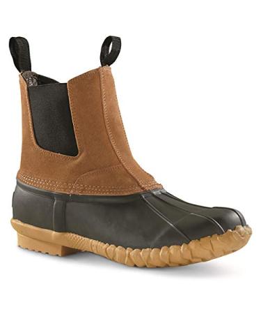 Guide Gear Mens Pull On Insulated Leather Duck Boots Waterproof Rain Shoes, 400 Gram 10 Tan