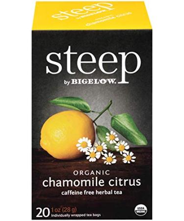 steep Organic Chamomile Citrus Herbal 20 Count Box, Certified Organic, Gluten-Free, Kosher Tea in Foil-Wrapped Bags