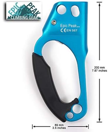 EPIC PEAK Right Hand Ascender | Strong Climbing Equipment with Ergonomic Rubber Handle | For 8-12mm Rope | Sport Climber, Arborist, Mountaineering Safety Tool - Buy Online on SooperMarket.com