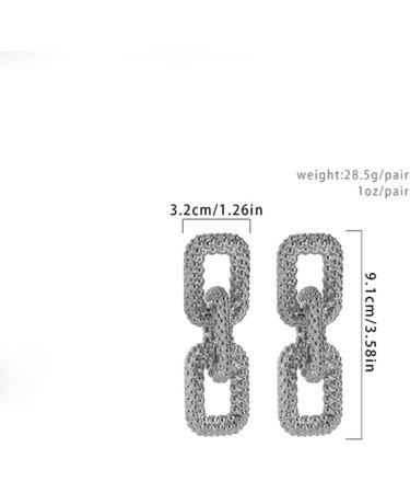 BETHYNAS Retro Punk Geometric Dangle Earrings - Silver | Statement Chain Earrings for Women Girls - Buy Online on SooperMarket.com