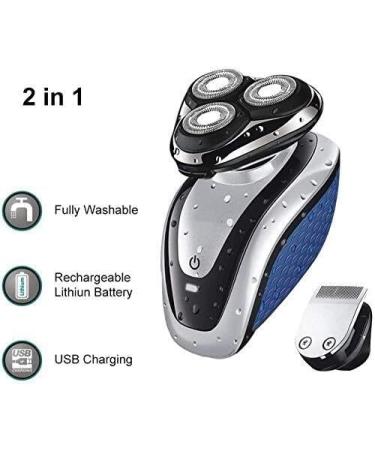 GeRRiT Electric Shaver for Men - 2 in 1 Waterproof Rotary Razor | USB Rechargeable Wet & Dry Travel Shaving for Dad & Husband - Buy Online on SooperMarket.com