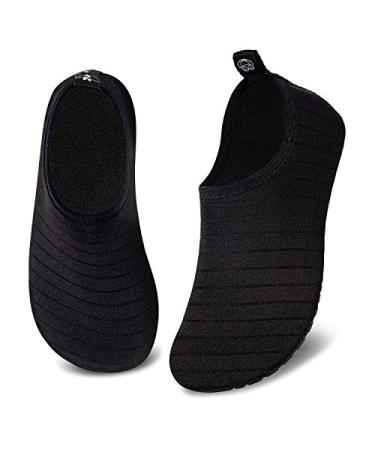 WateLves Kids Water Shoes Girls Boys Toddler Non-Slip Quick Dry Aqua Socks for Beach Swim Walking 1-2 Little Kid Striped Black
