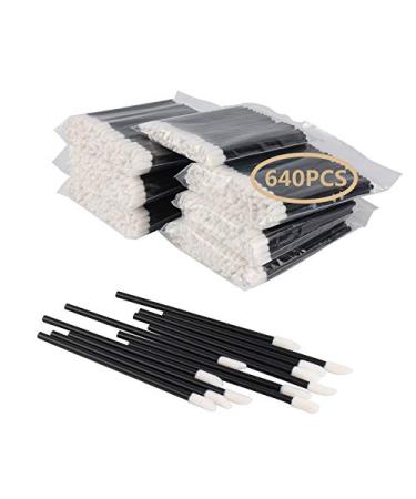 Mooerca 640PCS Disposable Lip Brushes Make Up Brush Lipstick Applicators Wands Makeup Applicators Brushes Lip gloss Applicators Tester Wands Tool Kits Makeup Beauty Tool Kits Black