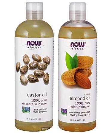 Now Foods Almond Oil 16 oz. and Castor Oil 16 oz Castor 16 Ounce + Almond 16 Ounce