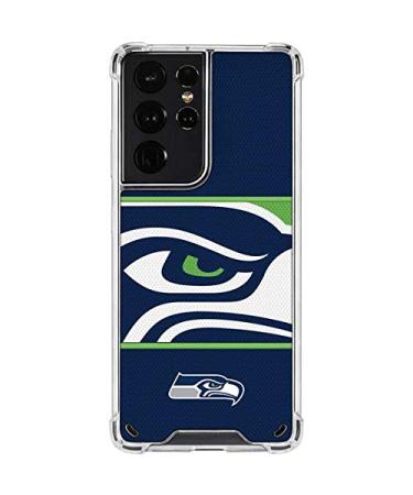 Skinit Clear Phone Case Compatible with Samsung Galaxy S21 Ultra 5G - Officially Licensed NFL Seattle Seahawks Zone Block Design