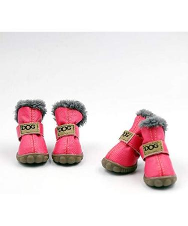 Pihappy Warm Winter Dog Boots XS Pink - Skidproof Snowman Paw Protectors 4PCS - Buy Online on SooperMarket.com