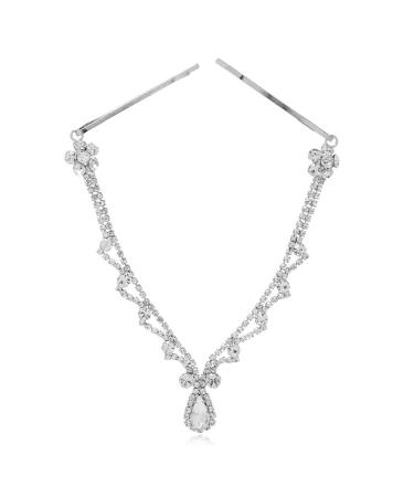 Chargances Bridal Rhinestone Forehead Head Chain Clip - Wedding Crystal Teardrop Headband for Women and Girls (Silver) - Buy Online on SooperMarket.com
