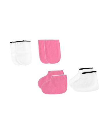 Healeved 4 Sets Leather Horn Boots Moisturizing Gloves Manicure Kit Manicure Gloves Wax Heat Foot Cover Spa Tanning Mitt Heat Wax Hand Cover Pedicure Women's Polyester Lining Nursing Cover