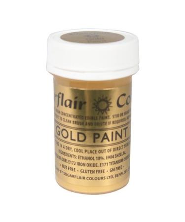 2 x Sugarflair Gold Edible Paint Cake Icing Matt Colour Sugarpaste Decorating