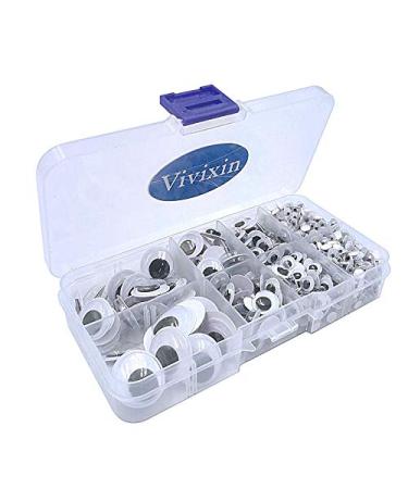 Vivixin 730pcs Self Adhesive Wiggle Googly Eyes, Black Plastic Googly Eye for Crafts, Wobbly Googly Eyes, Large and Small Assorted Sizes Sticker Eyes for DIY