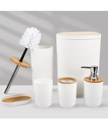Six-Piece Black Bathroom Storage Kit | Trash Can Soap Dish & Toothbrush Holder | Stylish & Functional Toiletries Organizer - Buy Online on SooperMarket.com